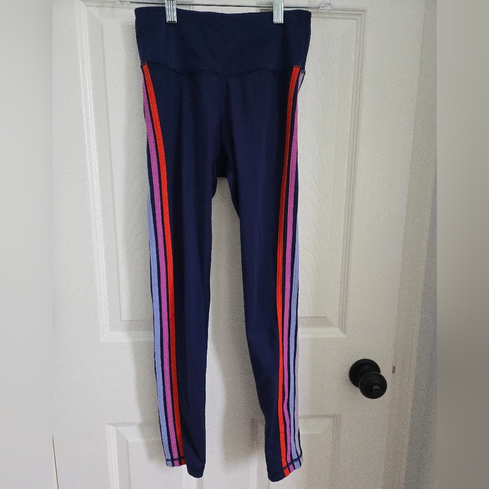 Sz. 10 Hanna Andersson Navy Athletic Leggings With Size Stripes